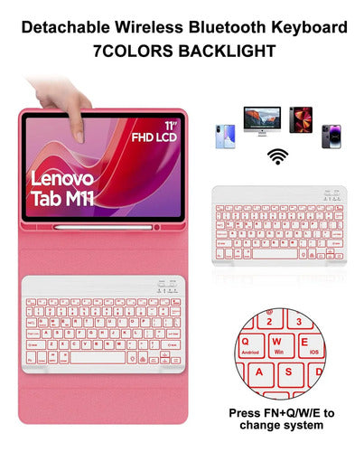 Funda Con Teclado Para Lenovo Tab M11 / K11 Lte 11 Pulgadas Rojo