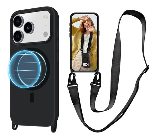 Funda Para iPhone 17 Pro Con Correa Ajustable Negro
