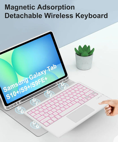 Funda Con Teclado Samsung Galaxy Tab S10+/s9+ Plus 12.4 PuLG Gris