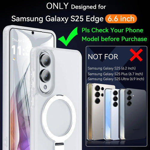 Funda Magnética Con Soporte Para Samsung Galaxy S25 Edge Blanco Lisa