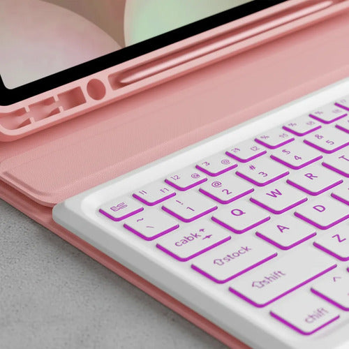 Funda De Teclado Para Galaxy Tab S9 Fe+ / Tab S10+ 12,4 PuLG Rosa Pálido