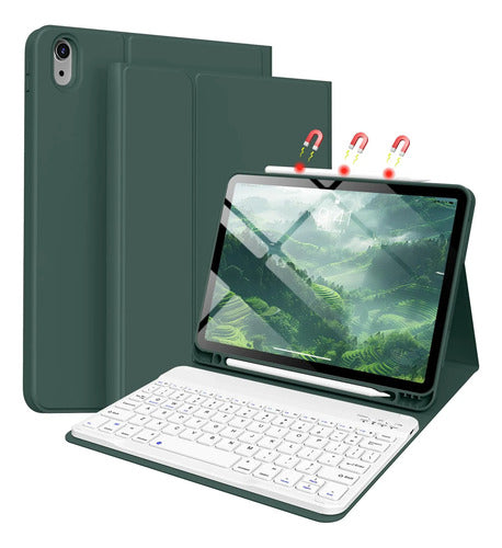 Funda Con Teclado Para iPad Air Gen 11 Verde Oscuro