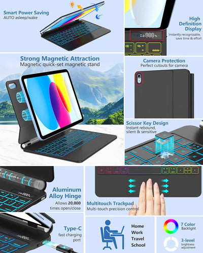 Funda Teclado Para iPad 10.9  10th Y 11th Gen A16 Negro