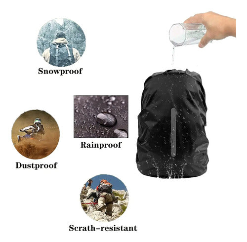 Dúo De Fundas Impermeables Reflectantes Para Mochila - Id... 1 Pieza Negro + 1 Pieza Verde Militar Talle