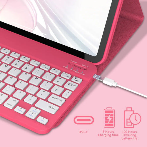 Funda Con Teclado Para iPad (a16) 11th/10th Gen (11/10.9) Fucsia