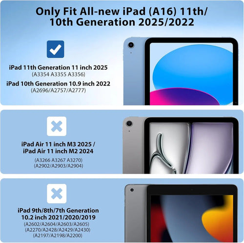Funda Para iPad A16, 11va Gen 11'' 2025 Y 10ma Gen 10.9'' Celeste