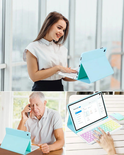 Funda Con Teclado Para Samsung Galaxy Tab A11+/a9+ 11' Azul Claro