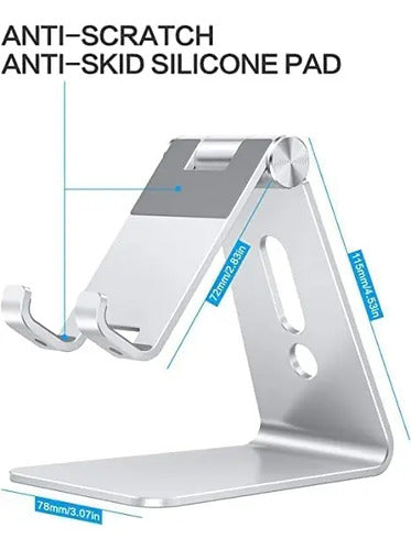 Soporte Omoton Ajustable Para Celular O Tablet. Plateado