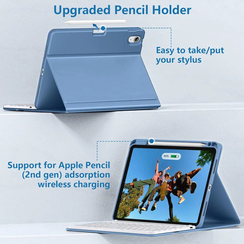 Funda Con Teclado Para iPad Air 11'' M3/m2, 2025 Celeste