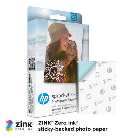 Papel Fotográfico Adhesivo Hp Sprocket 2x3 Zink (20 Hojas) Blanco