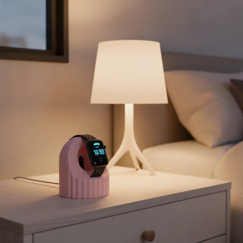Soporte De Carga De Silicona Para Apple Watch Rosa Claro