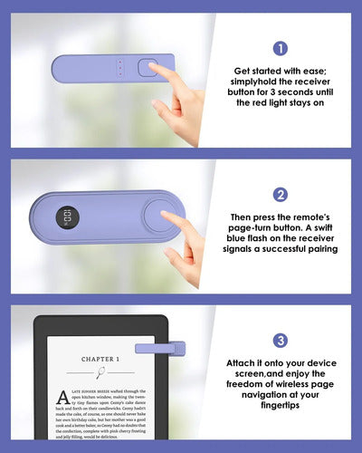 Girador De Páginas Con Control Remoto Para Kindle Paperwhite Lila