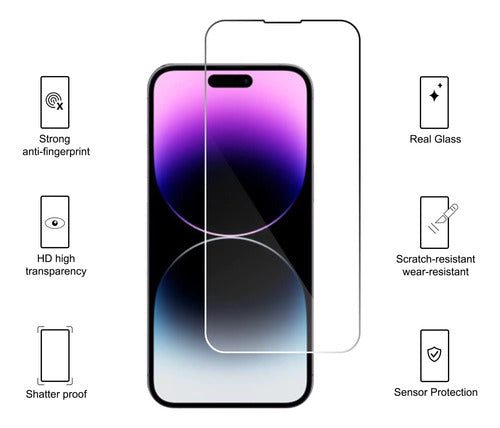 Protector De Cristal Templado Para iPhone 14 Y 14 Pro