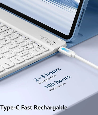 Funda Con Teclado Para iPad Air 11'' M3/m2, 2025 Celeste