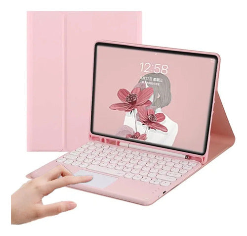 Funda Con Teclado Para Galaxy Tab S10+/s9+/s9fe+/s8+/s7+/... Rosa
