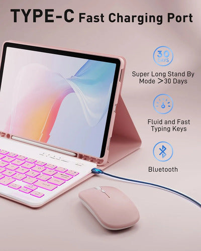 Funda Con Teclado Samsung Galaxy Tab A9 8.7 PuLG Rosa