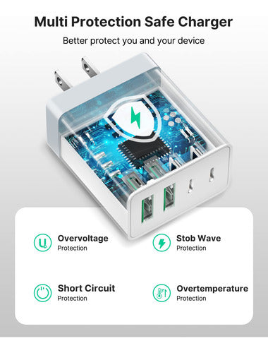 Paquete De 2: Cargador Usb-c De Pared De 40w Con 4 Puerto...