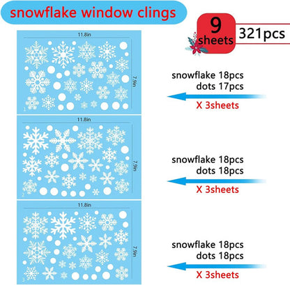 Calcomanías De Copos De Nieve Para Ventanas, 321 Piezas, ... Blanco
