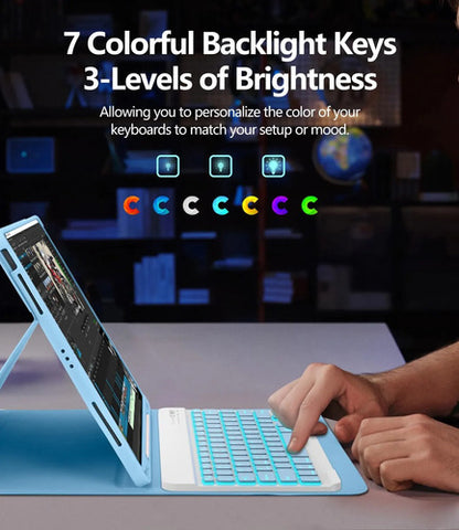 Funda Con Teclado Para iPad Air Y iPad Pro Azul Claro