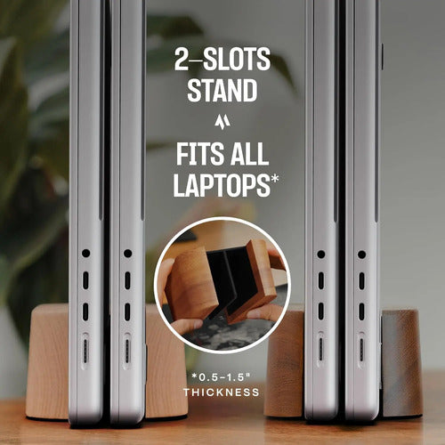 Soporte Vertical Ajustable Para Laptop De Madera Marrón Oscuro