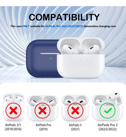 Estuche De Silicona Para AirPods Pro 2da Generación Azul Oscuro