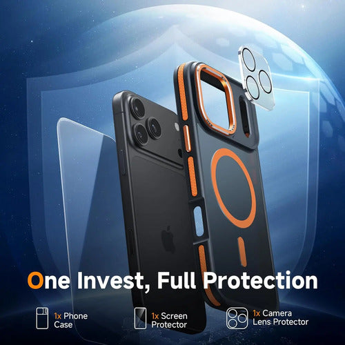 Funda Magnética 3 En 1 Para iPhone 17 Pro Naranja