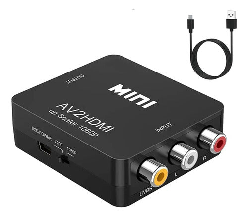 Conversor Rca-hdmi Av2-12hd, Full Hd 1080p Negro