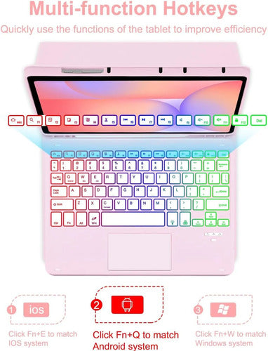 Funda Con Teclado Para Samsung Galaxy Tab S10 Lite/s10 Fe/s9 Rosa