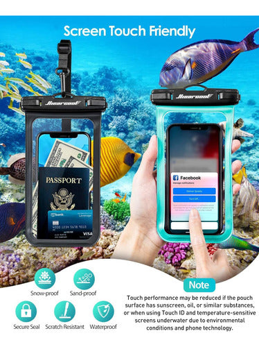 Funda Impermeable Para iPhone 16 15 14 13 Pro Negro Y Verde