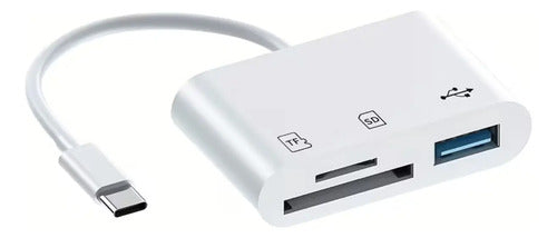 Lector De Tarjetas Sd A Usb C, 3 En 1 Blanco
