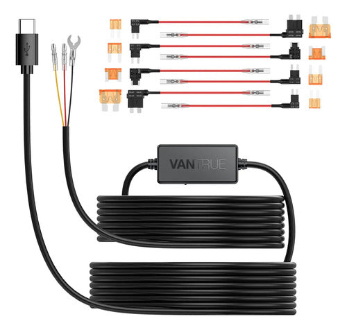 Kit De Conexión Vantrue Para Dashcam: Cable Tipo C Usb 3 Color