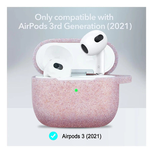 Funda De Silicona Glitter Para AirPods 3 Rosa Dorado