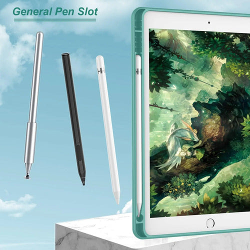 Funda Para iPad 9.7 Con Porta Lápiz Y Protección Completa Verde Musgo
