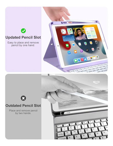 Funda Con Teclado Para iPad 9th Gen 10.2 Morado
