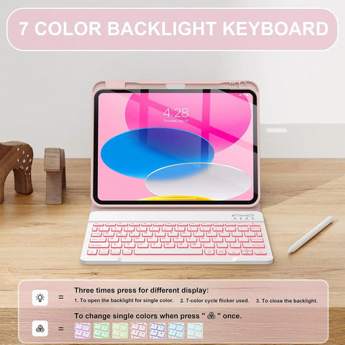 Funda Con Teclado Para iPad (a16) 11th/10th Gen Rosa