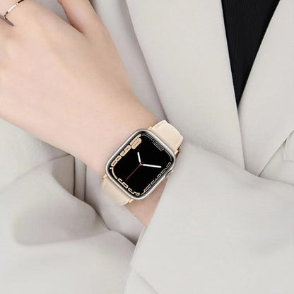 Correa De Cuero Elegante Para Apple Watch Beige 3.8 Cm
