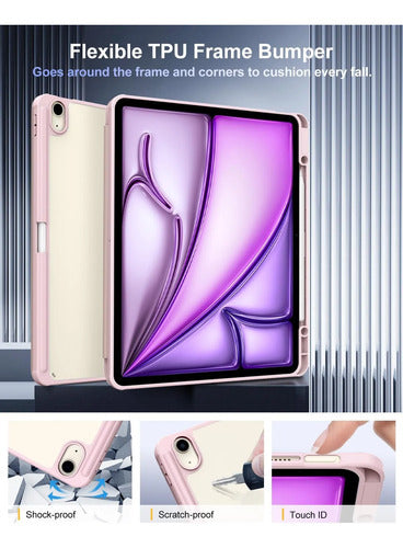 Funda Timovo Para iPad Air 13 Pulgadas M2 2024 - Gris Claro Rosa