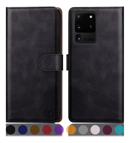 Funda Cartera De Cuero Para Samsung Galaxy S20 Ultra Negro