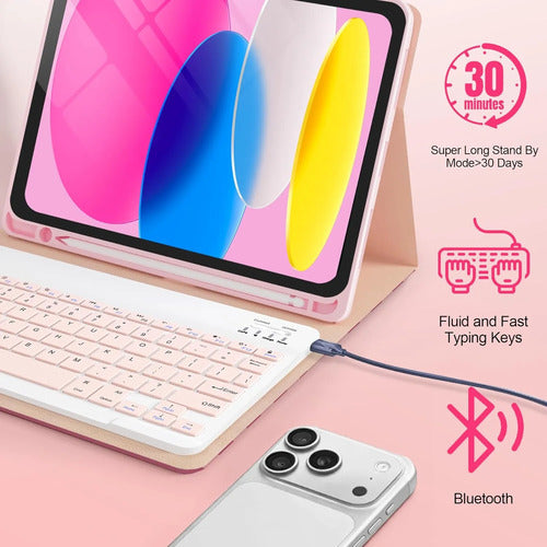 Funda Con Teclado Para iPad 11 Gen Y A16 Rosa