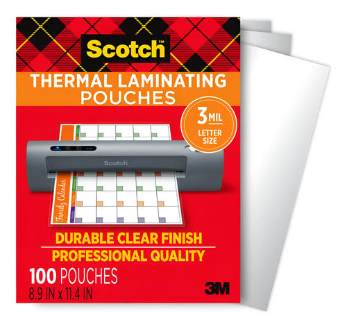 Hojas De Laminación Térmicas Scotch, 100-unidades, 225x290mm Claro