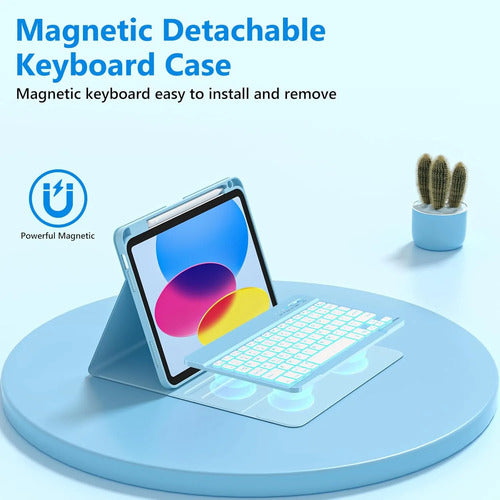 Funda Con Teclado Para iPad A16 11th 10th Gen Azul