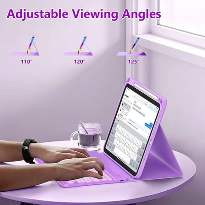 Funda Con Teclado Para iPad A16 11th 10th Gen Violeta