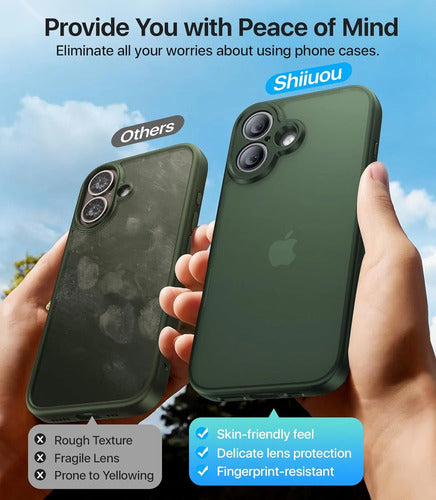 Funda Protectora Para iPhone 16, Antigolpes Verde Oscuro