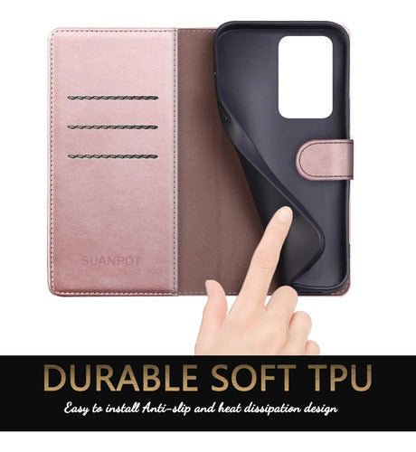 Funda Cartera De Cuero Para Samsung Galaxy S20 Ultra Dorado