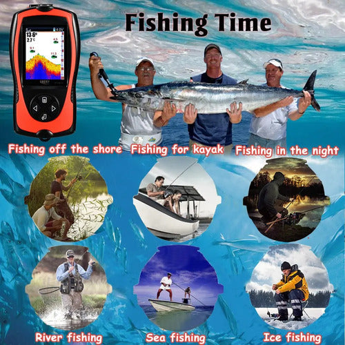 Localizador De Peces Recargable Y Portátil Con Pantalla Lcd