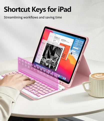 Funda Con Teclado Para iPad Air Y iPad Pro Rosa