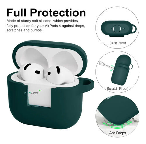 Funda R-fun Para AirPods 4 Con Kit De Limpieza Verde Oscuro