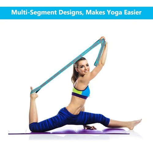 Correa Elástica De Yoga Y Pilates Con Multibucles Ajustables Azul