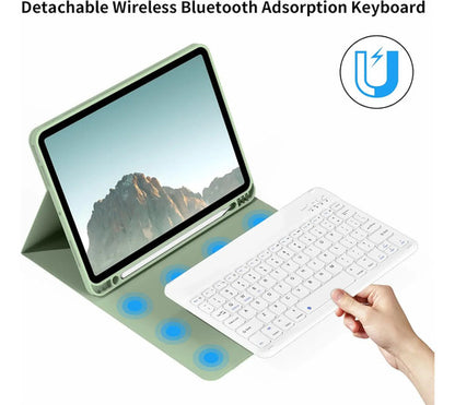Funda Con Teclado Para iPad Air 7th/6th/5th/4th Gen, Verde Claro