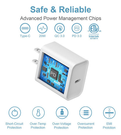 Cargador De Energía Rápida Tipo-c 20w Para iPhone 15 & 16 Blanco